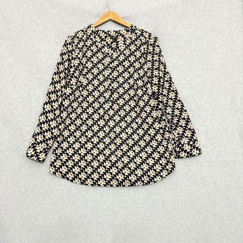 Talbots‎ Womens Long Sleeve Blouse Top Size 1X Geo Career Office Artsy Mature